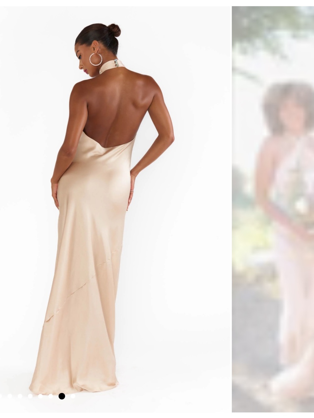 Show Me Your Mumu Jasmine Halter Maxi Dress in Champagne satin - Picture 3 of 9